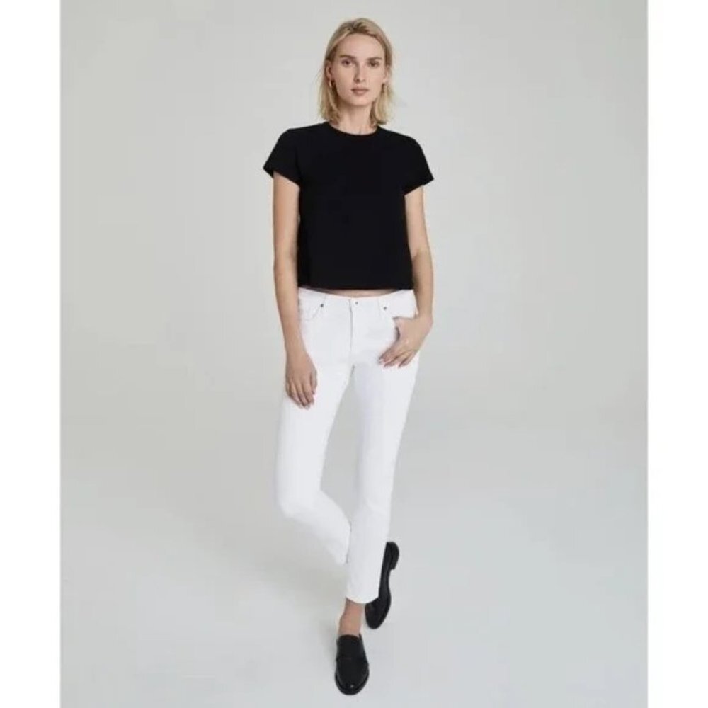 AG Adriano Goldschmied The Stevie Slim Straight Ankle Jeans in White